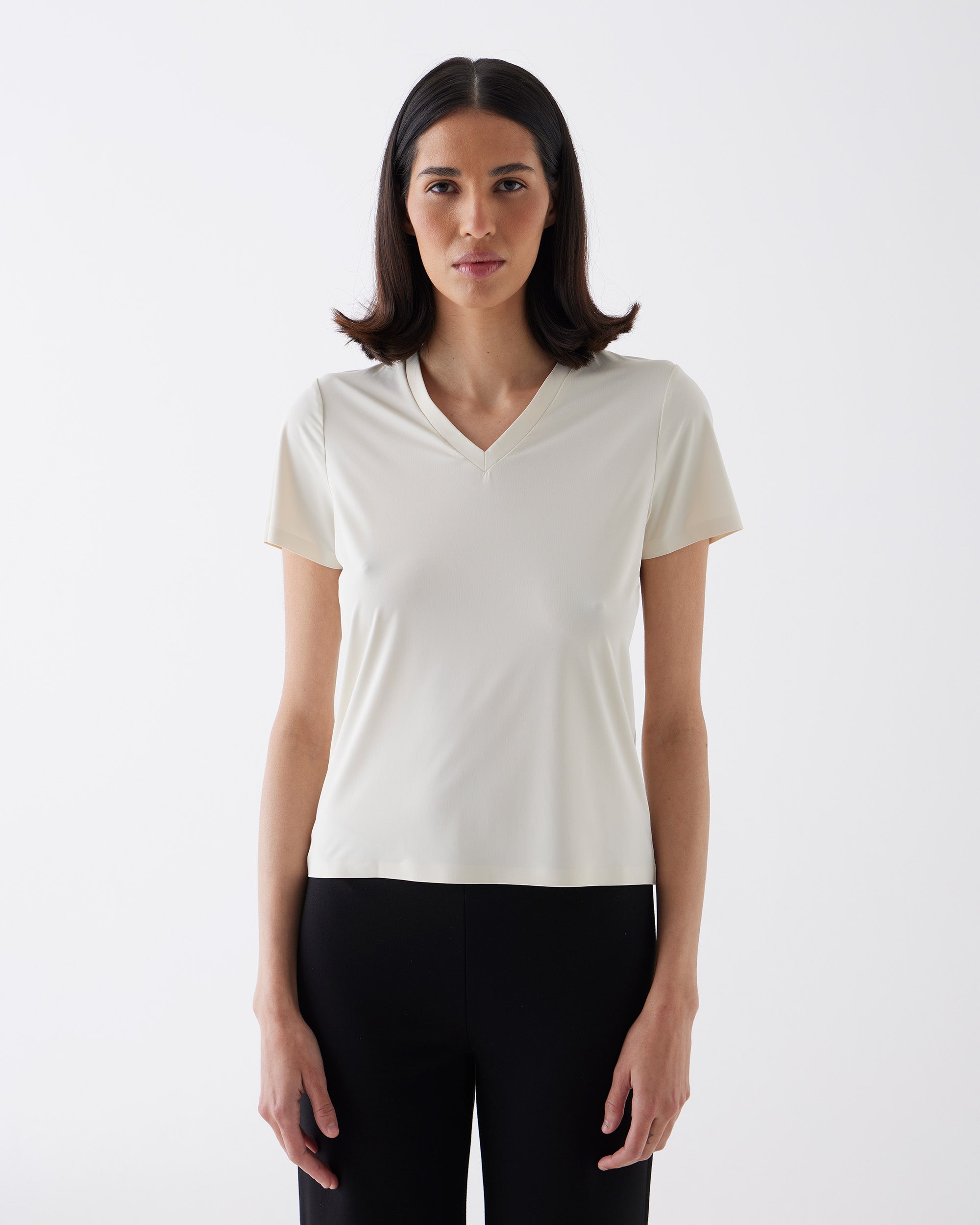 V NECK TEE - OFF WHITE