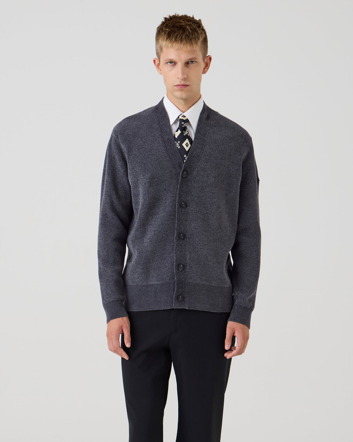 CHENILLE CARDIGAN - GREY MELANGE